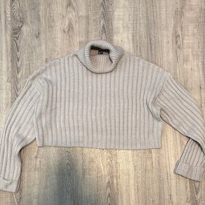 Forever 21 Ribbed Turtleneck Sweater - Cream